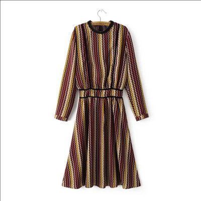 

Spring 2016 New Stripe Dress Chiffon Print Dress Long Paragraph Dress Women Fashion Tops Long Dress