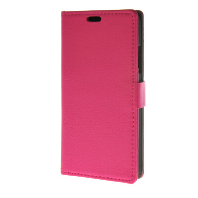 

MOONCASE Litch Skin Leather Wallet Flip Card Slot Holster Pouch Stand Shell Back Case Cover for Microsoft Lumia 640 Hot pink