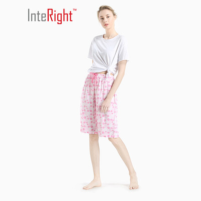 

INTERIGHT home pants female ladies printing breathable light pants blue bottom bird flower L