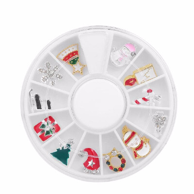 

12pcs pack 3D Nail Art Decorations Stickers White Snowflakes Christmas Charm Glitter Alloy DIY Jewelry Wheel