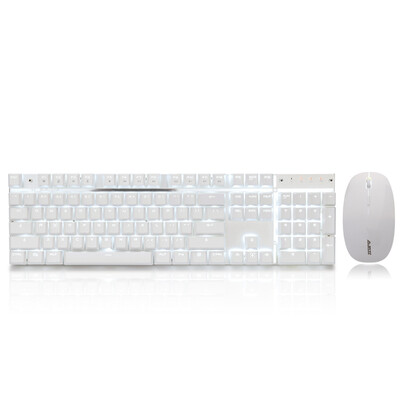 

AJAZZA3008 white green axis wireless mechanical keyboard mouse set home notebook desktop charging game mouse