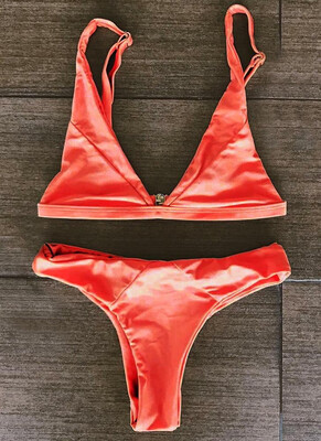 

2018 Women Bikini Set Solid Triangle Cups Solid Leopard Padded Push Up Low Waist Sexy Two Piece Swimsuit