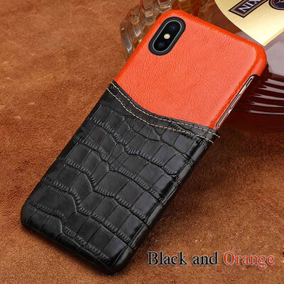 

Genuine Leather Phone Case For iPhone X Case Crocodile Texture&Oil wax leather Back Cover For 6 6S 7 8 Plus Case