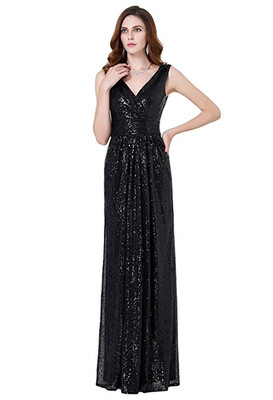 

Women Sequin Bridesmaid Dress Sleeveless Maxi Evening Prom Dresses