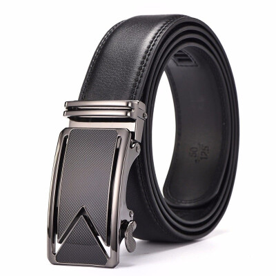 

XHtang Mens Belt Genuine Leather Automatic Buckle belt For Waistband Ratchet Strap Black Leather Belt Designer Belt For Jeans Gift