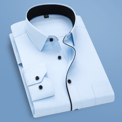 

Mens long sleeved shirts business casual professional wear black side twill series