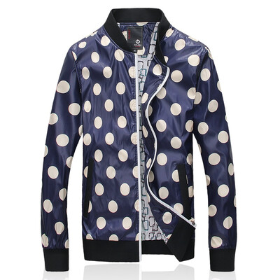 

Zogaa New Mens Jacket Fashion Dot Slim Stand Collar