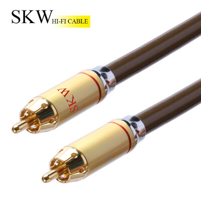 

SKW HF-2001A Ultimate Hi-Fi Fever Grade Single Crystal Copper Coaxial 75 Euro Subwoofer Line RCA Lotus Head Audio Cable CD Amplifier Subwoofer Cable 1 m