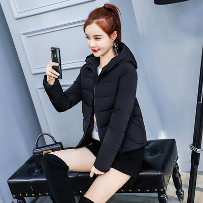 

Winter Womens Down Cotton Coat Female Hooded Slim Thin Jacket 2018 New Fashion