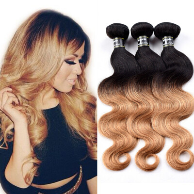 

Amazing Star Body Wave Indian Virgin Hair 3 Bundles Indian Body Wave Human Hair Extensions Two Tone Color T1b27