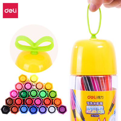 

Deli deli long grass Yan Tuanzi series 24 color washable student watercolor pen childrens hexagonal pole painting pen 70678