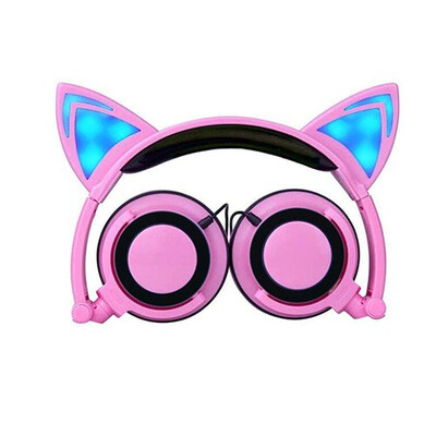

New baby cartoon cat ear headwear folding mobile phone music headset