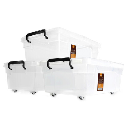 

Love good flip transparent storage box bed bottom clothing storage box bottom round thick storage box 30L double open cover 3 Pack