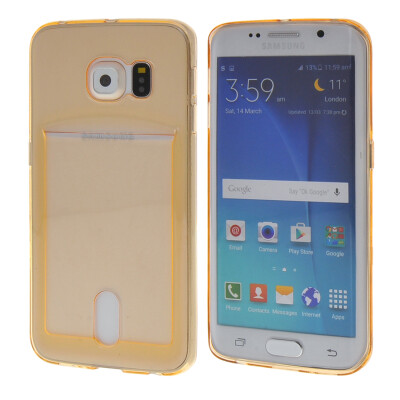 

MOONCASE Case for Samsung Galaxy S6 Edge Flexible Soft Gel TPU Silicone Skin Slim Durable With Card Slot Cover Gold