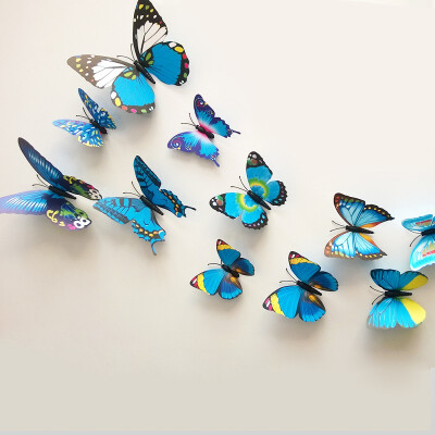 

NicerDicer 12pcs Hotsale Fashion 3D stereo art butterfly living room decal DIY wall stickers wall decoration 96268-96276