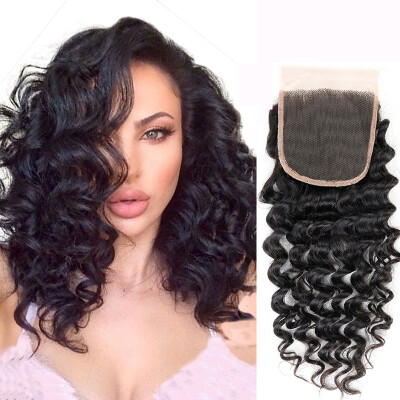 

WYF Brazilian Deep Wave Virgin Hair with Closure 100 Unprocessed Human Hair 4 Bundles