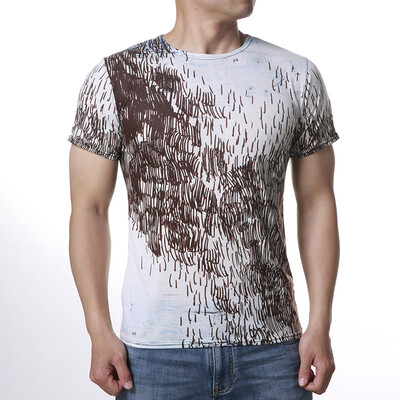 

Mens Summer O-neck Print Personalized Short-sleeve T-shirt