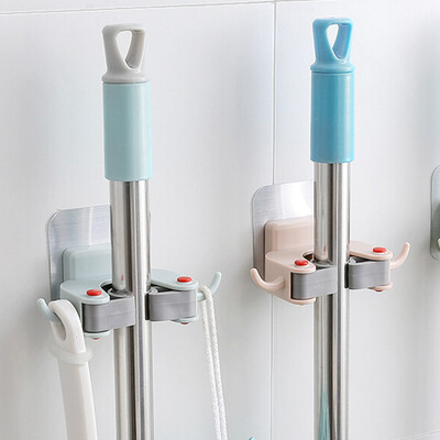 

Bethus powerful suction cup mop rack bathroom punch-free hook no trace hook broom rack bathroom mop broom hanging clip bathroom shelf 2 Pack