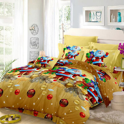 

Christmas Santa 4PCS 100 Polyester 3D Printed Set Queen King Size Comforter Bag Duvet Cover Set - Twin FullQueen & King