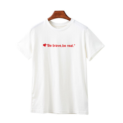 

Canvaus Summer New Women Sweet Loose Student Personality Letter Printed White Cotton Short-sleeved T Shirt