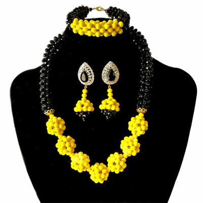 

Blue And White Nigerian Wedding Jewelry African Beads Jewelry Set Bridal Costume Crystal Beaded Necklace Women Party Accessories