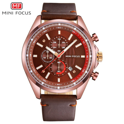 

MINI FOCUS Fashion Leather Strap Sport Men Quartz Watch MF0080G
