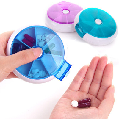 

Circular rotating pill box 7 Slots Round Daily Weekly Tablet Pill case Splitters Medicine Tablet Holder