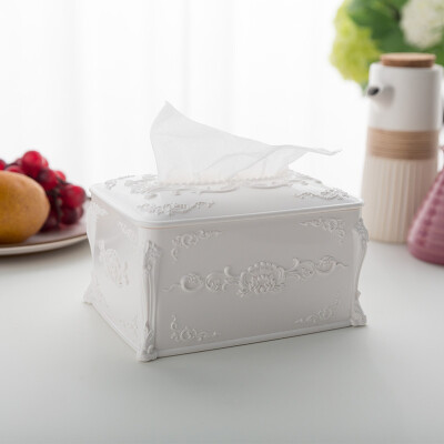 

Youku tissue box household tray creative napkin tray living room car car paper pumping box white trumpet