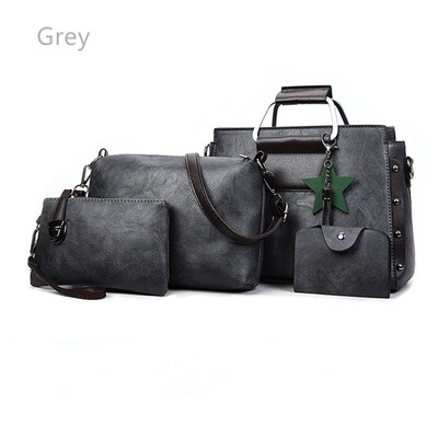 

4PCS Новый дизайн женщин Мода кожа Сумка Сумка Сумка Сумка Tote Ladies Кошелек в комплекте