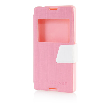 

MOONCASE View Window Leather Side Flip Pouch Ultra Slim Shell Back ЧЕХОЛ ДЛЯ Sony Xperia E3 Pink