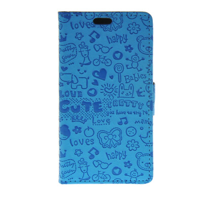 

MOONCASE Cute Little Witch Leather Side Flip Wallet Card Holder Stand Pouch Case Cover for Huawei Ascend Y520 Blue