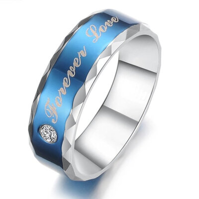 

Hpolw Stainless Steel Cubic Zirconia Classic Forever Love Couples Promise Ring Mens Womens Wedding Band, Blue Silver