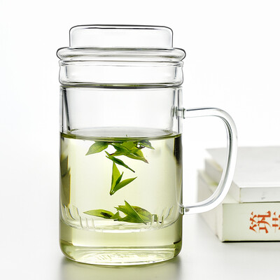

Yaji Tea Cup Mens Office Glass with Cover Transparent Cup with Filter Tea Cup 400ml