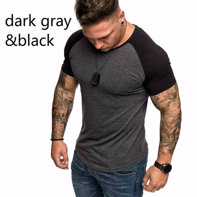 

Summer Mens Fashion Stitching Color Short Sleeved Cotton T-shirts