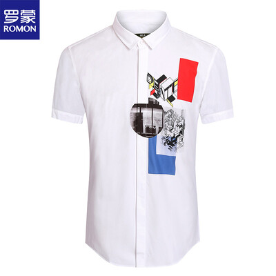 

ROMON Short Sleeve Shirt Mens White Fashion Shirt 8CS932164 White 42