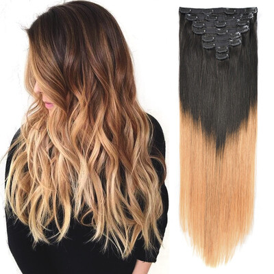 

BHF Hair 100 Natural Virgin Human Hair Straight Clip In Hair Extensions Full Head Set