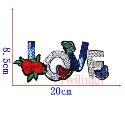 

1 Pcs Clothes Patches Iron On Sequined Patch Bow Flower Love Star Applique DIY Sewing Fabric Repair Clothing Patches Stickers