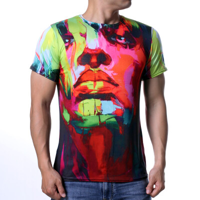 

Men&39s MultiColor 0-Neck Casual Face Printed Tee Short Sleeves T-Shirt