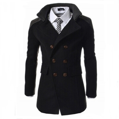 

Zogaa New Mens Wool Coat Double Wool Warm Stand Callar Double-breasted