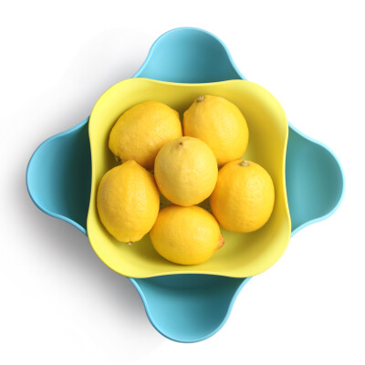 

Evergreen EKOA fruit plate creative fruit plate plastic living room fruit plate European fruit tray frame gift two layers fruit plate dried fruit fruit powder blue