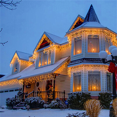 

JULELYS 5x08M 216 Bulbs Outdoor LED Curtain String lights Christmas Garland Gerlyanda Holiday Lights Decoration For Wedding Part