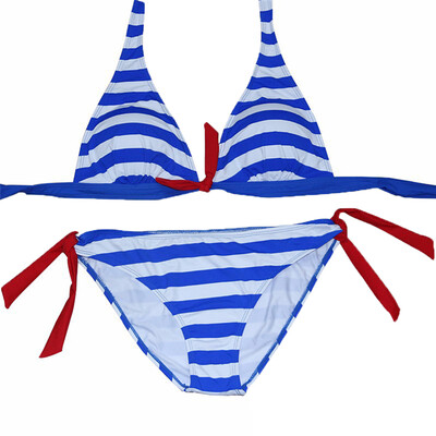 

Women Girls Striped Bikini Set Beach Summer Swimsuit Sexy Navy Style Swimwear
