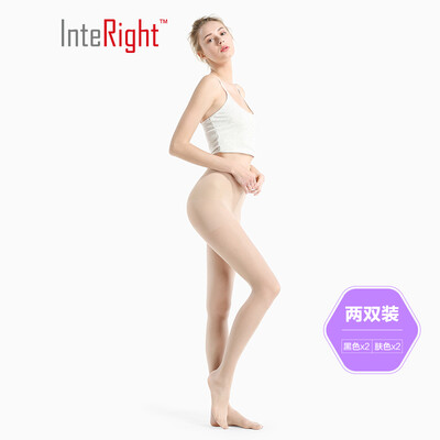 

INTERIGHT stockings female pressure anti-hook silk free cut non-diffusion stockings pantyhose 2 double boxed black