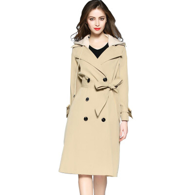 

BURDULLY Autumn Winter Luxury Hooded Trench Coat Women Spring 2018 Loose Outerwear Female Casaco Trench Coat Feminino