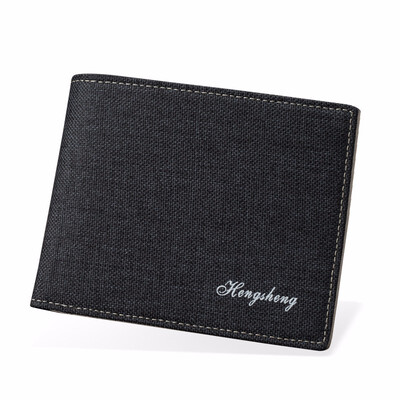 

Canvas youth short wallet male Korean version slim boy student cross section wallet leisure