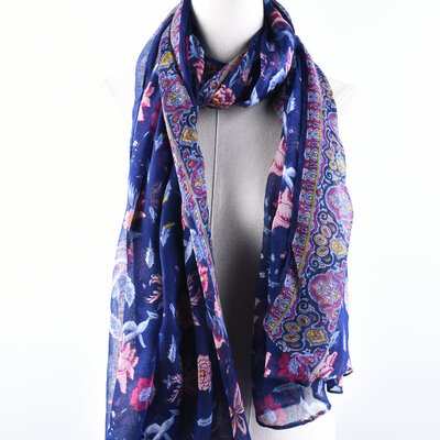 

Guttavalli Women Fashion Flowers Вискозный шарф Мягкий летний шевронный длинный платок Романтические полоски Геометрические цветочные шарфы Обертывания
