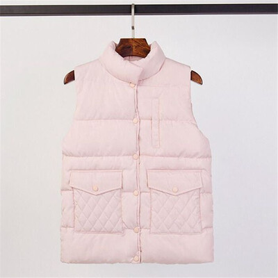 

2018 Womens Autumn&Winter Down Cotton Vest Womens Short Cotton Vest Jacket Solid Color