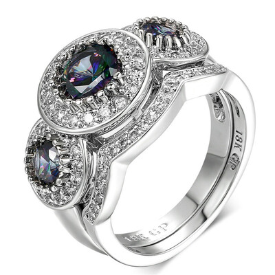 

Finger Rings Purple Round-Cut Cubic Zirconia Black Gold Color Fashion Jewelry Ring Set For Woman Girl DD049