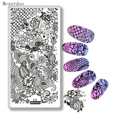 

Beauty Lace Flowers Image Print Stencil Stamp Nail Plates Nail Art Template Styling DIY Decoration Tool for Staming Polish C32