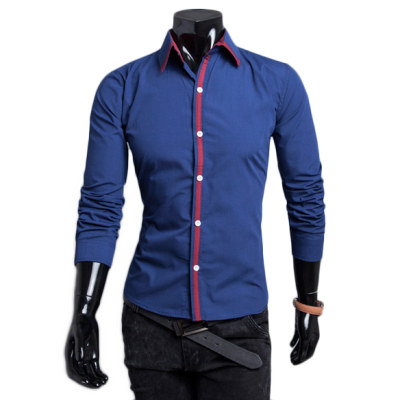 

Zogaa New Men's Shirt Splice Contrast Color Collar Casual